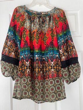 New Directions Bold Print Blouse Size Medium